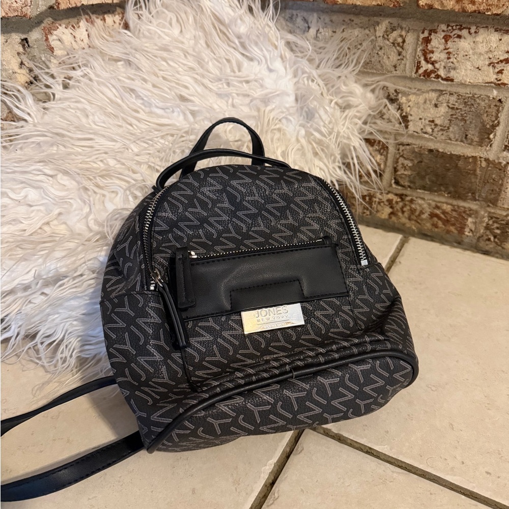 Jones New York Gray Monogram Backpack